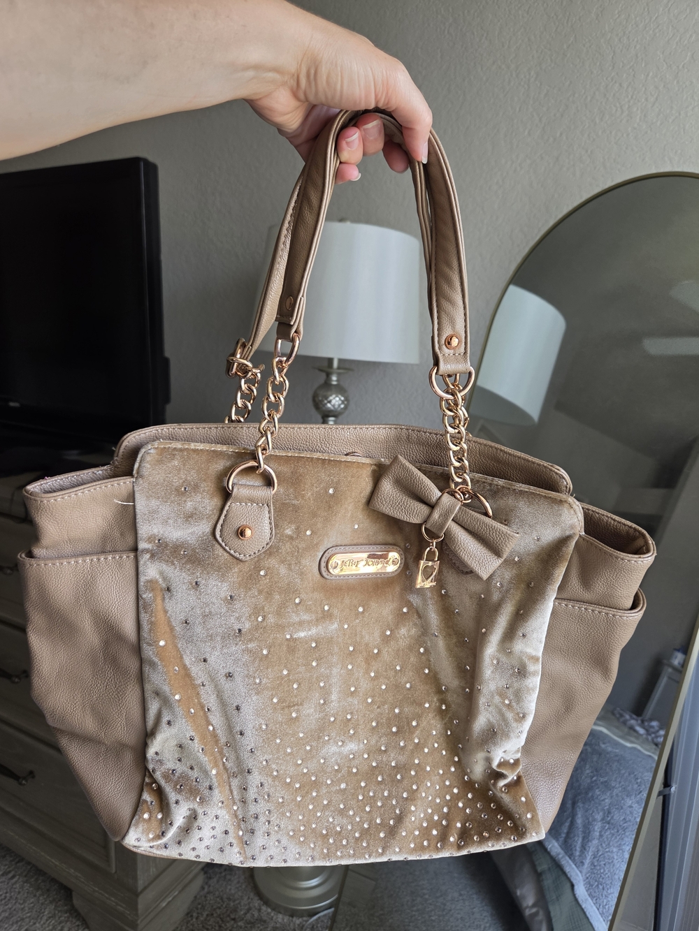 Betsey Johnson Purse with velvet and sparkles